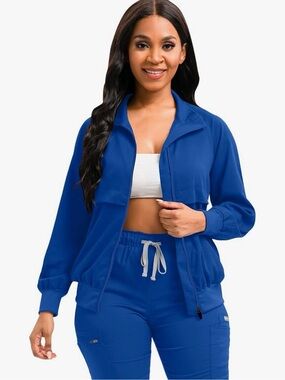 Royal Blue Zip-Front Scrub Jacket